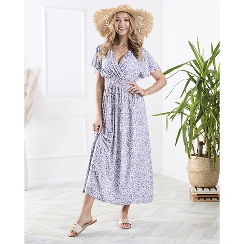 Resti Long purple women's dress with small flowers - Clothing Cene