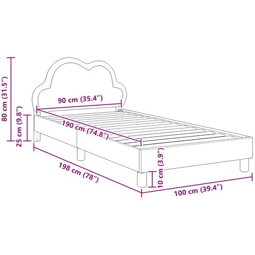 Krevetna konstrukcija s uzglavljem Svijetlo siva 90 x 190 cm PU Slike