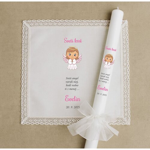  KRSTNI KOMPLET z angelčkom roza KRSKMPL 02 Slike