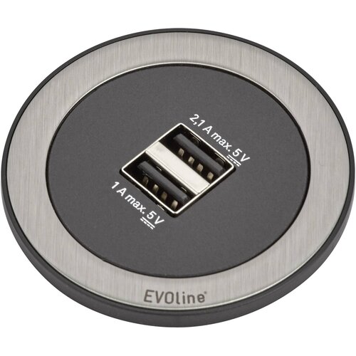 EVOline 159280001400 namizna vtičnica 2-kratni črna\, legirano jeklo 1 kos, (20635541) Slike
