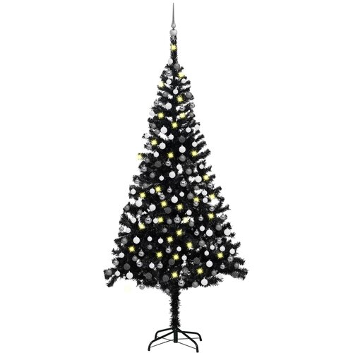 vidaXL umjetno božićno drvce LED s kuglicama crno 240 cm PVC Cijene