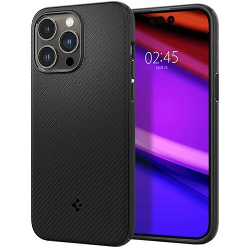 Spigen iPhone 14 Pro Max silikonski ovitek z ucinkom crt, združljiv z MagSafe, Mag Armor MagFit - mat crna, (20714068) Cene