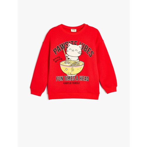 Koton Sweatshirt Crew Neck Cat Printed Slike