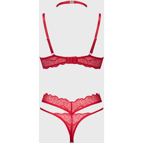 Obsessive Cupide Desir 2-pcs Crotchless Set Red S/M Slike