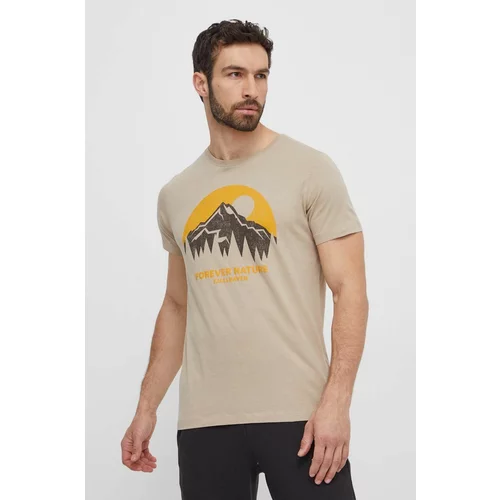 Fjallraven Pamučna majica Nature za muškarce, boja: bež, s tiskom, F87053