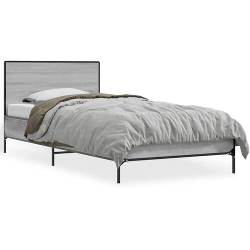 VidaXL Posteljni okvir siva sonoma 90x200 cm inženirski les in kovina Slike