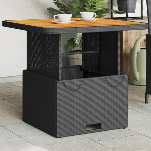 vidaXL Vrtni stol crni 80 x 80 x 71 cm od poliratana i bagremovog drva Cijene