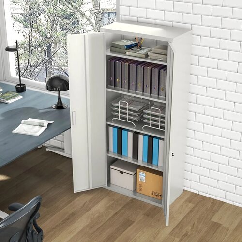  Ormar za spise uredski ormar 5 polica metalni 80&amp;Scaron; x 40D x 180V cm bijeli Slike