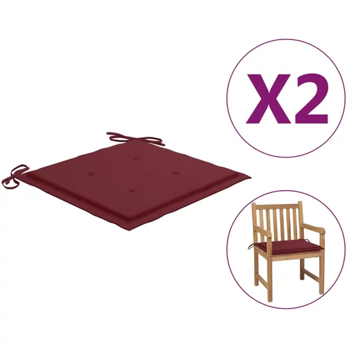 vidaXL Jastuci za vrtne stolice 2 kom boja vina 50x50x3 cm od tkanine