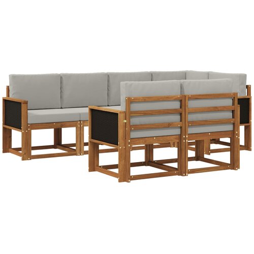 vidaXL Zunanja garnitura za sedenje 7 pcs Naravna in svetlo siva, (5000280418) Cene