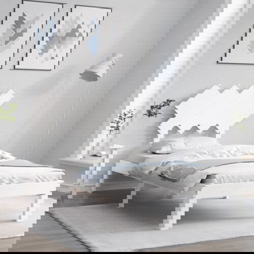 VidaXL Okvir kreveta s uzglavljem bijeli 90 x 200 cm od masivnog drva Slike