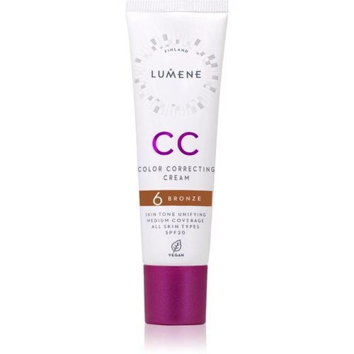 Lumene CC Color Correcting Cream CC krema za ujednačavanje tena SPF 20 nijansa 6 Bronze (Neutral) 30 ml Cijene