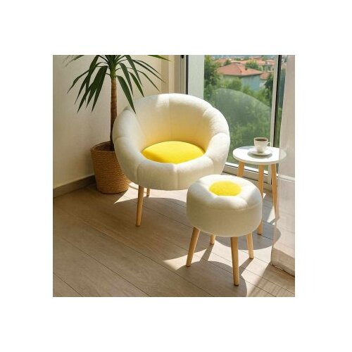 Atelier Del Sofa fotelja i bočni stočić lida white yellow Cene
