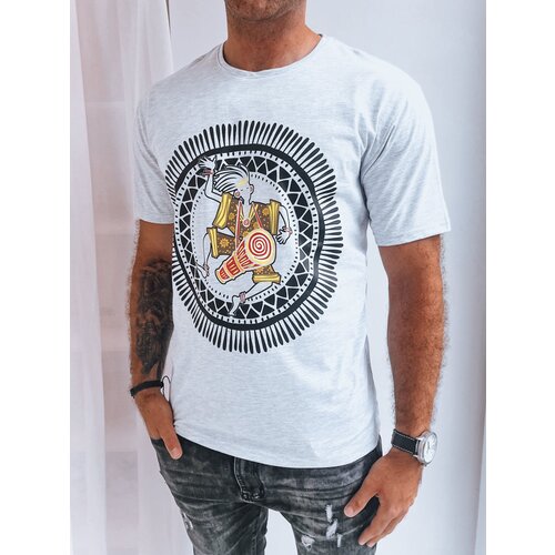DStreet Jasnoszary t-shirt męski z nadrukiem Slike