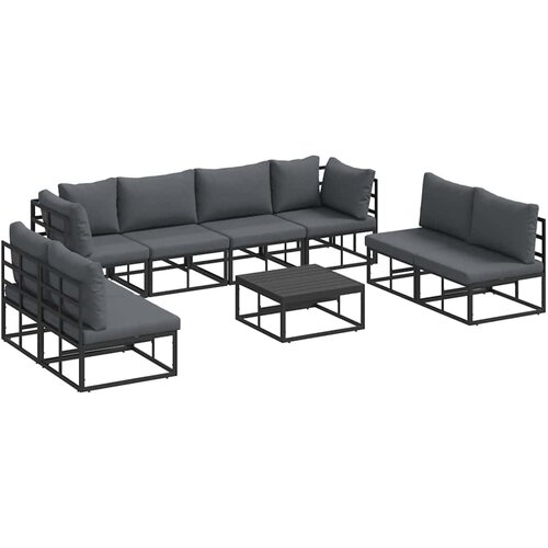 vidaXL Vrtna sedežna garnitura z blazino 9 pcs Črna Aluminij, (5000154589) Cene
