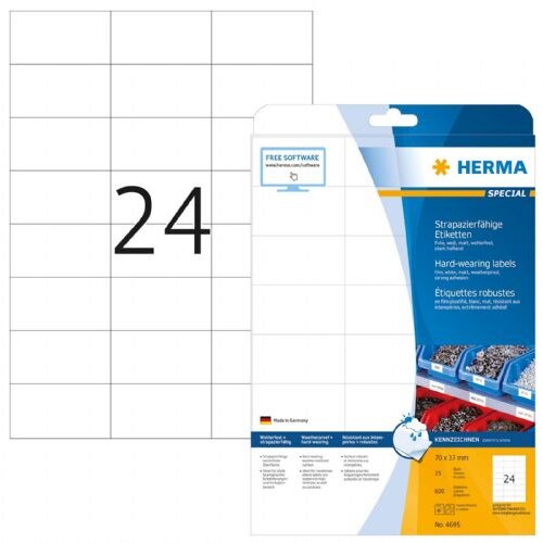 Herma Etikete nepoderive 70x37,4 A4/24 1/25 bela ( 02H4695 ) Slike
