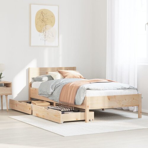 VidaXL Posteljni okvir brez vzmetnice 90x190 cm trdna borovina Slike