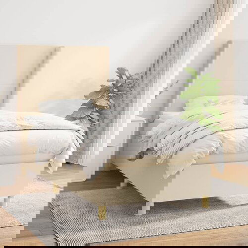 The Living Store Box spring postelja z vzmetnico krem 100x200 cm blago - Box Spring Postelja, (21513858) Slike