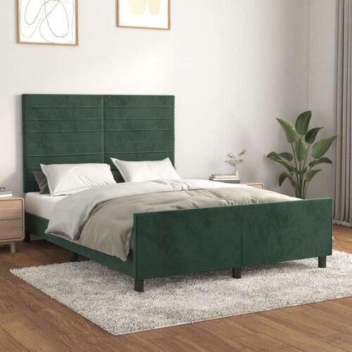  Okvir za krevet s uzglavljem tamnozeleni 140x190 cm bar&amp;scaron;unasti Slike