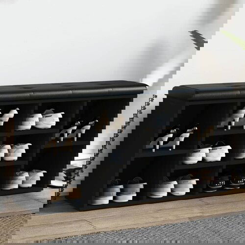 vidaXL Klop za čevlje črna 102x32x50 cm inženirski les Cene