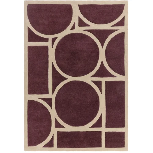 Asiatic Carpets Temno rjava volnena preproga 120x170 cm Metro Plum –