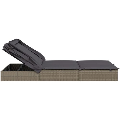 LEŽAJ za sunčanje za 2 osobe sivi 213 x 118 x 97 cm poliratan Slike