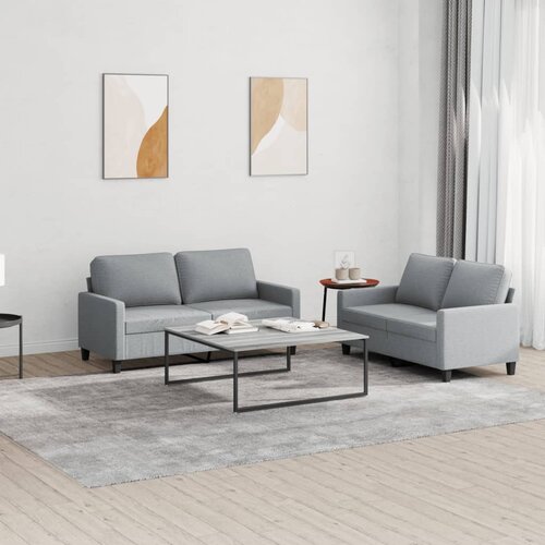  2-dijelni set sofa s jastucima svjetlosivi od tkanine Cene