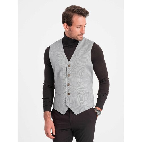 Ombre Men's jacquard suit vest without lapels - light grey Cene