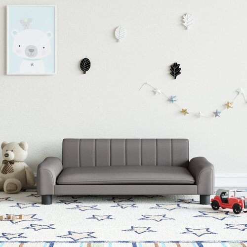 VidaXL Dječja fotelja siva 90x53x30 cm od umjetne kože Slike