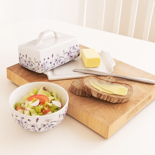 Orion Bela/vijolična porcelanasta skledica za juho 500 ml Louka &amp;ndash; Slike