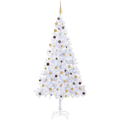  Umjetno osvijetljeno božićno drvce s kuglicama 210 cm 910 grana Cene