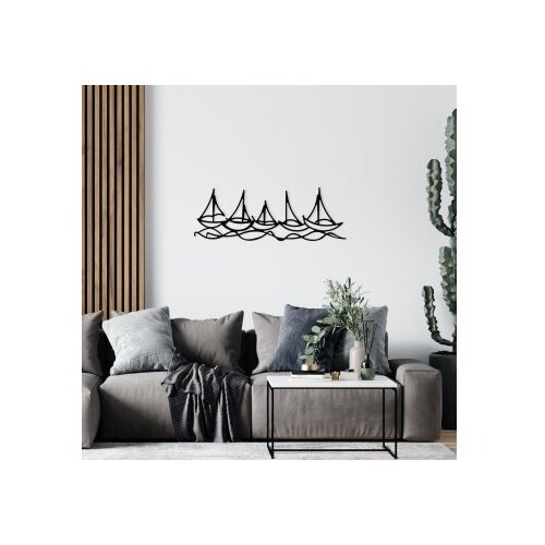 Opviq Zidna dekoracija Brodovi u vodi, 68x24 cm, 1,2 mm, Crna Cijene