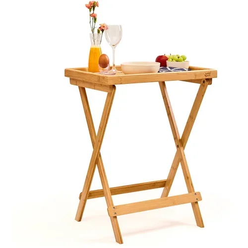 Blumfeldt Pomožna miza za zajtrk, lahka, 50 × 66 × 38 cm, trajnostna, bambus
