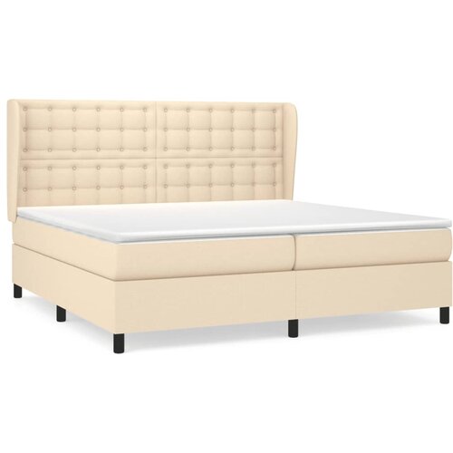 VidaXL Box spring postelja z vzmetnico krem 200x200 cm blago, (20892812) Slike
