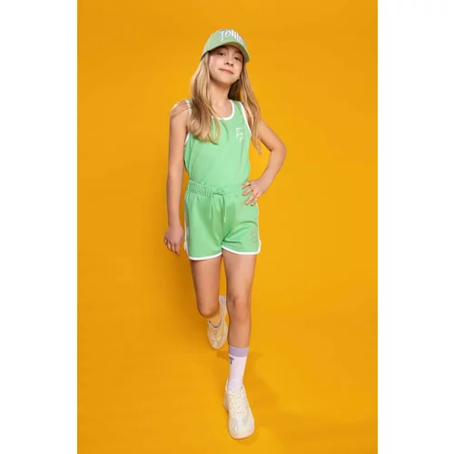 Coccodrillo Dječje pamučne kratke hlače boja: zelena, s aplikacijom, podesivi struk