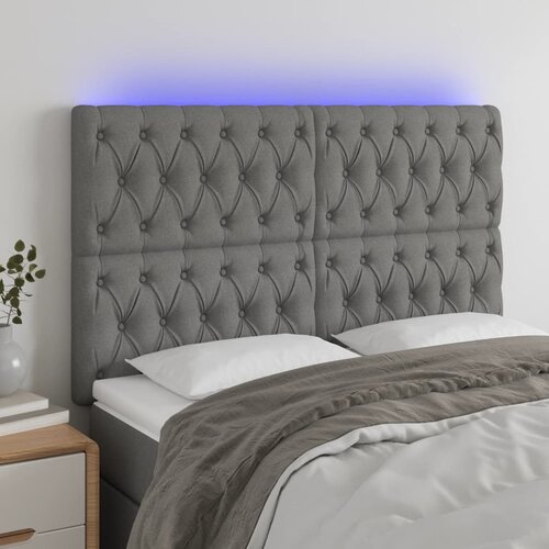 vidaXL LED uzglavlje tamnosivo 160x7x118/128 cm od tkanine Cijene