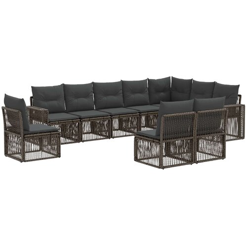 vidaXL Vrtna sedežna garnitura 10 pcs Siva in temno siva poli ratan, (5000270176) Cene