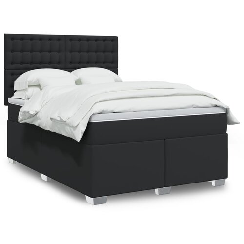 VidaXL Krevet s oprugama i madracem crni 140 x 200 cm od umjetne kože Slike