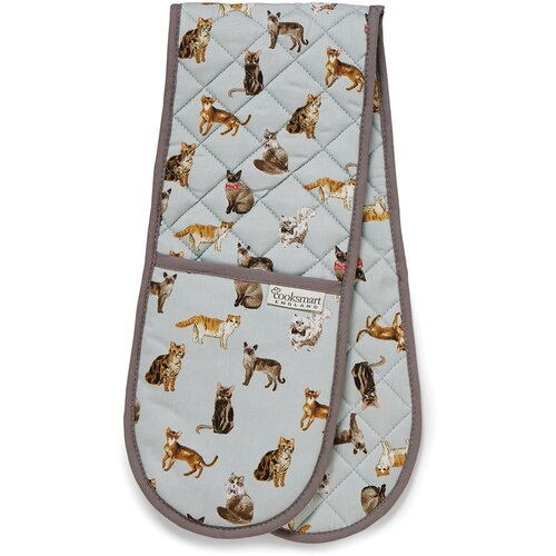 Cooksmart ® Modra bombažna dvojna rokavica Curious Cats Cene