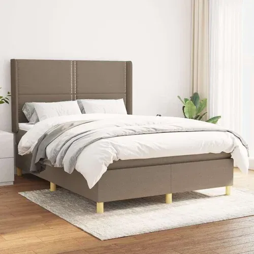  Box spring postelja z vzmetnico taupe 140x190 cm blago, (20791952)