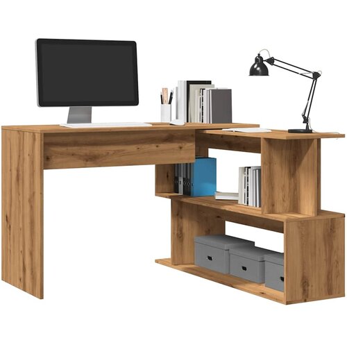 vidaXL Kotna pisalna miza artisan hrast 200,5x50x76 cm inženirski les Cene