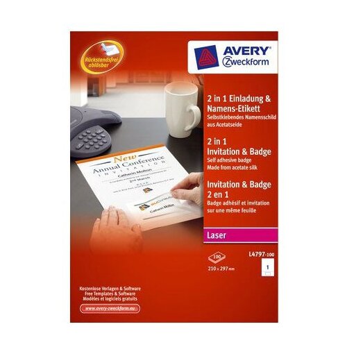 Avery Zweckform Vabilo in priponka 2 v 1, L4797-100 Slike