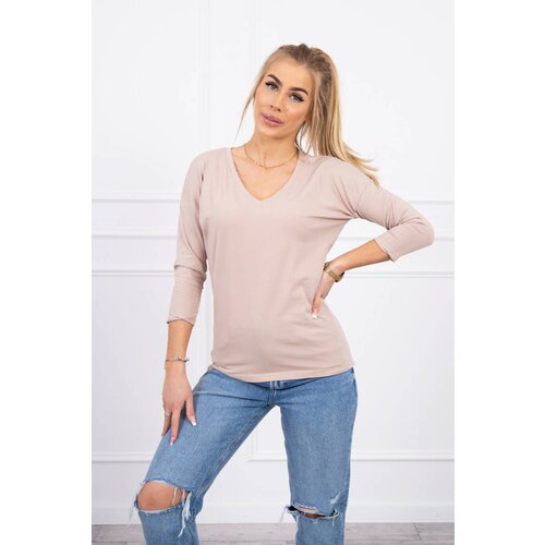 Kesi Beige blouse with V-neck Slike