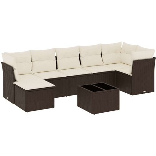 VidaXL 8-dijelni set vrtnih sofa s jastucima smeđi od poliratana Slike