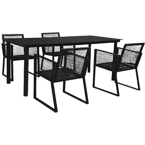 VidaXL 5-dijelni vrtni blagovaonski set od PVC ratana crni Slike