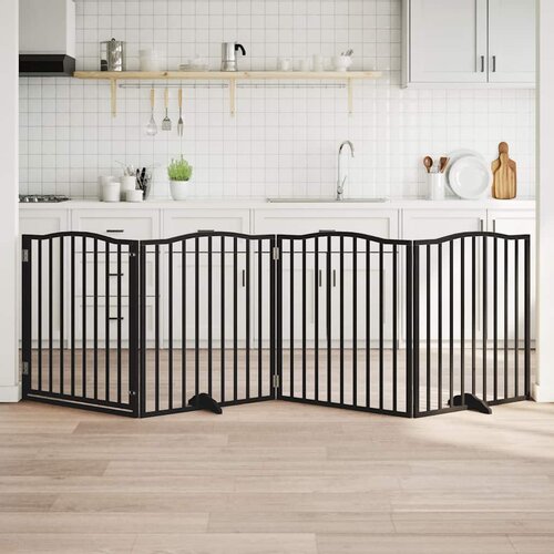  Vrata za pse s vrata&scaron;cima 4 panela sklopiva 320 cm drvo topole Crna 80 x 90 x 2 cm Cijene
