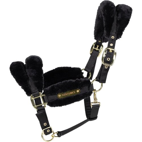 Kentucky Horsewear Oglavka Nylon Sheepskin Soft, Black - Full Slike
