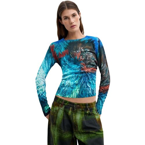 Desigual Puloverji JERS_POMPOM_LACROIX 26WWJF02 Modra Slike
