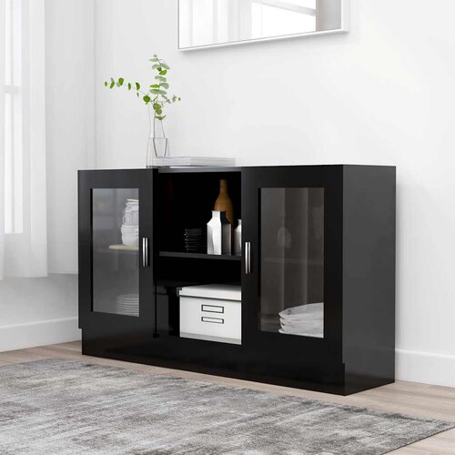  Vitrina crna 120 x 30,5 x 70 cm konstruirano drvo Cijene