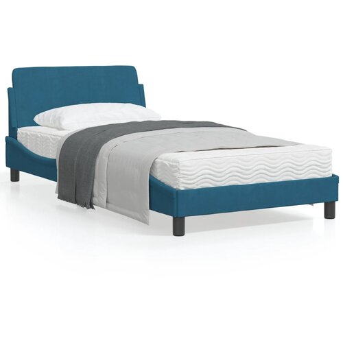 VidaXL Posteljni okvir z vzglavjem moder 100x200 cm žamet Slike